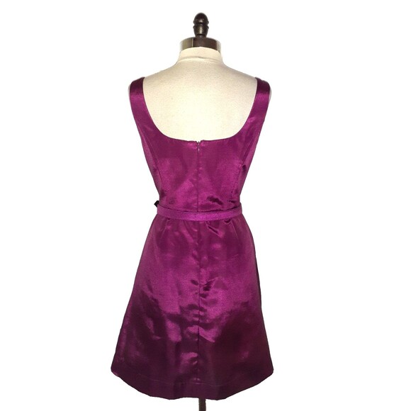 ELIZA J Size 12 A-Line Dress Purple Sleeveless Pockets Shiny Belt - Picture 3 of 5